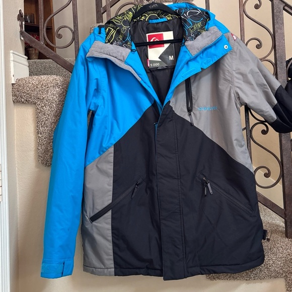 RARE Quicksilver Utility 5000 Ski Snowboard Jacket M Blue/Bk/Gray Colorblock EUC - Picture 1 of 9